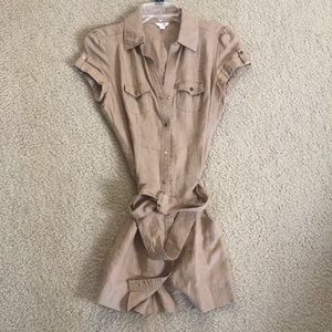Guess khaki belted button up dress